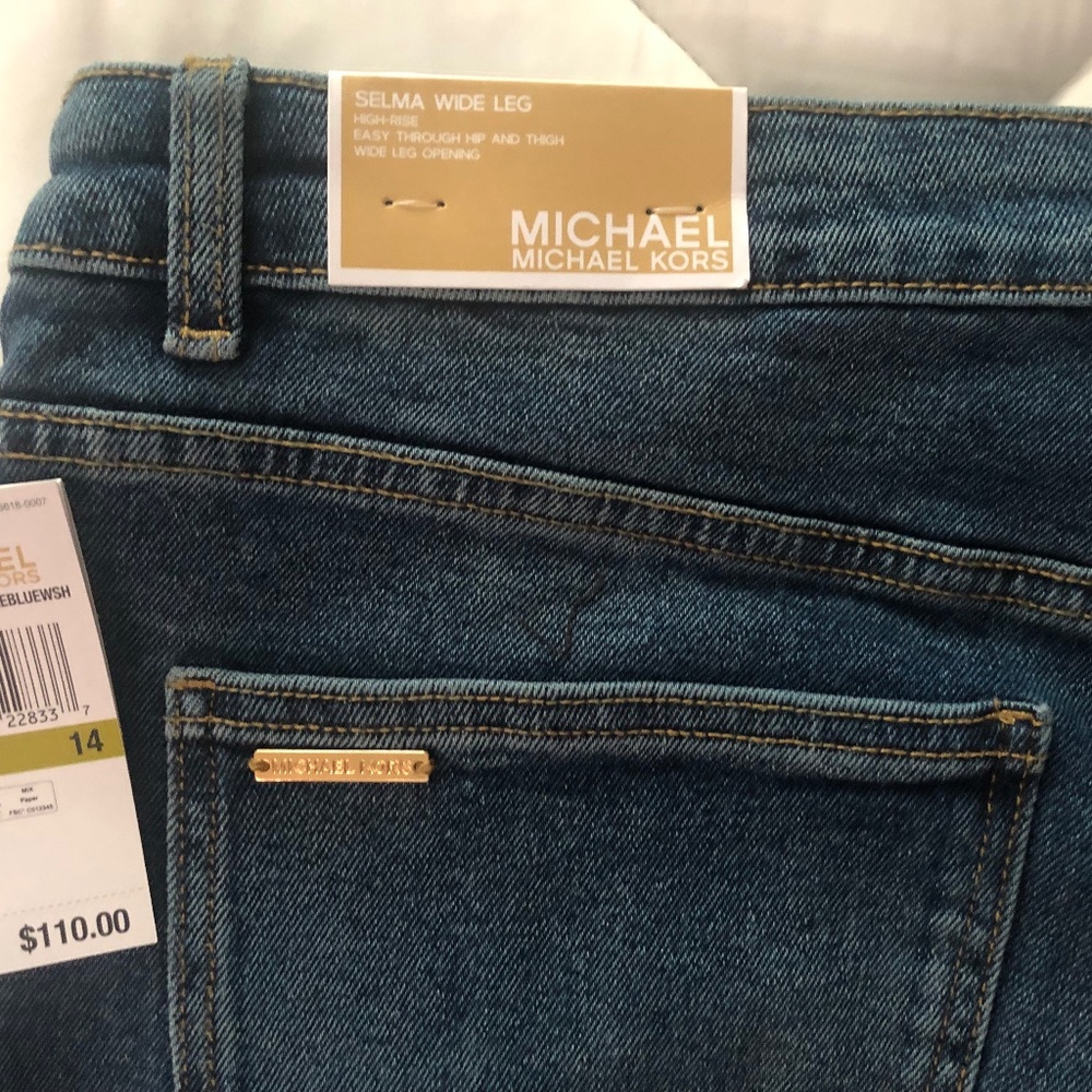 NWT Michael Kors Selma Wide Leg High Waist Size 14 Jeans - Picture 7 of 11